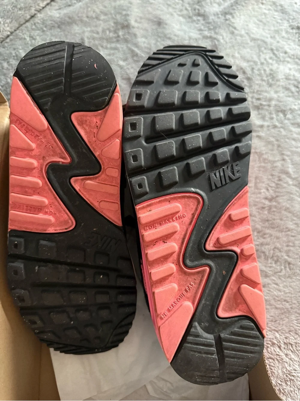 Nike Kids Black Sneakers with Pink and Purple Accents and White Swoosh